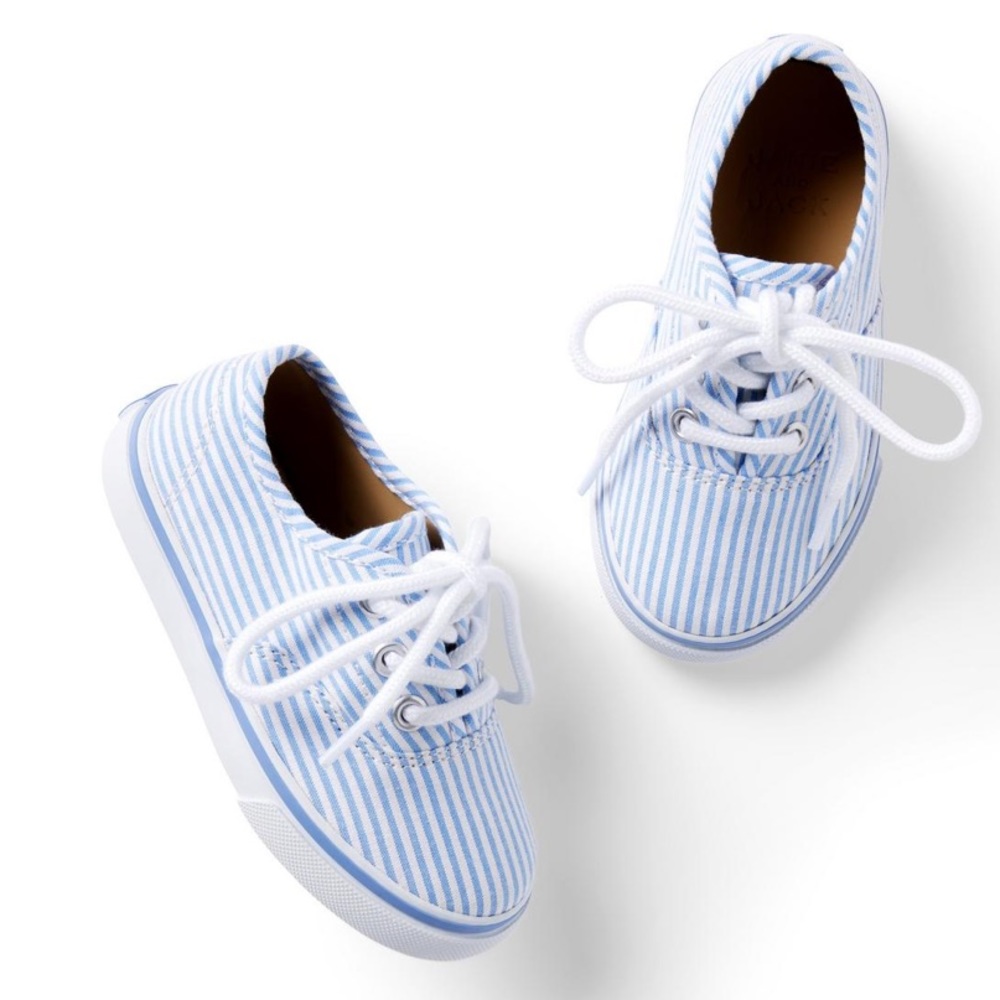 Janie and Jack Seersucker striped baby sneakers